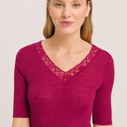 70972 Woolen Lace S/Slv Shirt - 2406 Intense Garnet