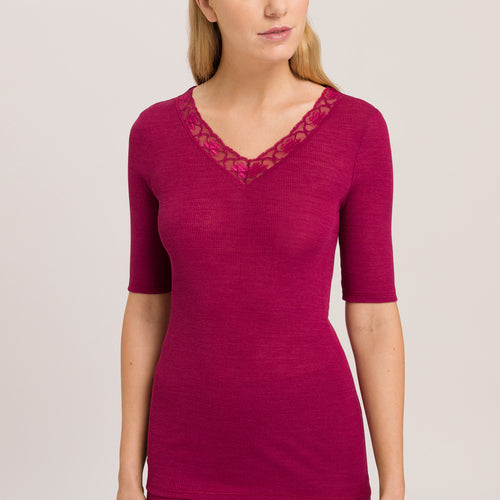 70972 Woolen Lace S/Slv Shirt - 2406 Intense Garnet