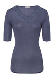 70972 Woolen Lace S/Slv Shirt - 2602 Nightshade