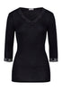70973 Woolen Lace 3/4 Sleeve Shirt - 019 Black