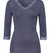 70973 Woolen Lace 3/4 Sleeve Shirt - 2602 Nightshade