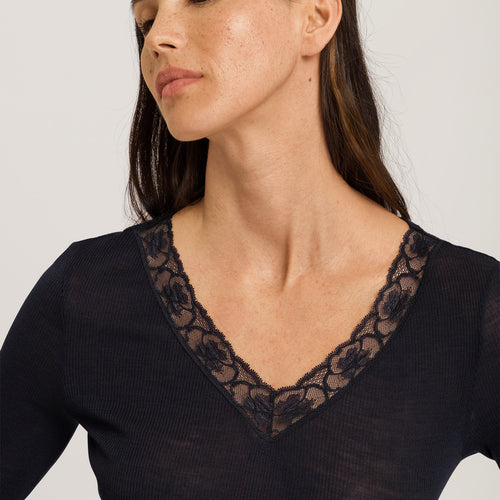 70974 Woolen Lace L/Slv Shirt - 019 Black