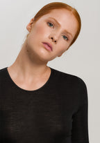 71409 Woolen Silk W L/Slv Shirt - 018 Black