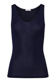 Woolen Silk W Wool And Silk V-Neck  Tank Top | Night Blue 71416-2624