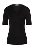 71417 Woolen Silk W Short Slv Top - 018 Black