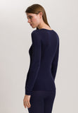 Woolen Silk W Wool And Silk V-Neck Fitted Top | Night Blue 71418-2624