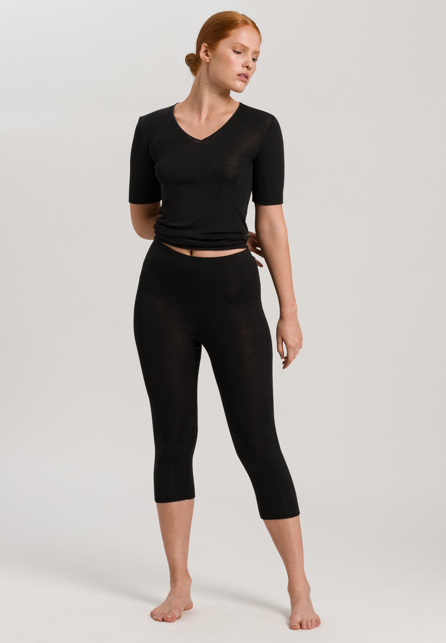 71419 Woolen Silk W Crop Leggings - 018 Black
