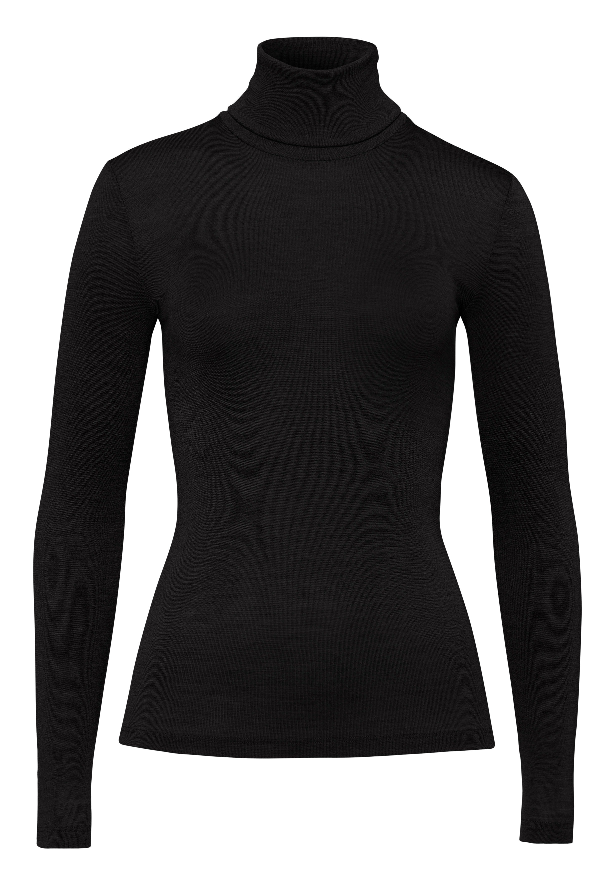 71423 Woolen Silk W Turtleneck Shirt - 018 Black