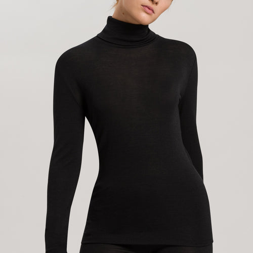 71423 Woolen Silk W Turtleneck Shirt - 018 Black