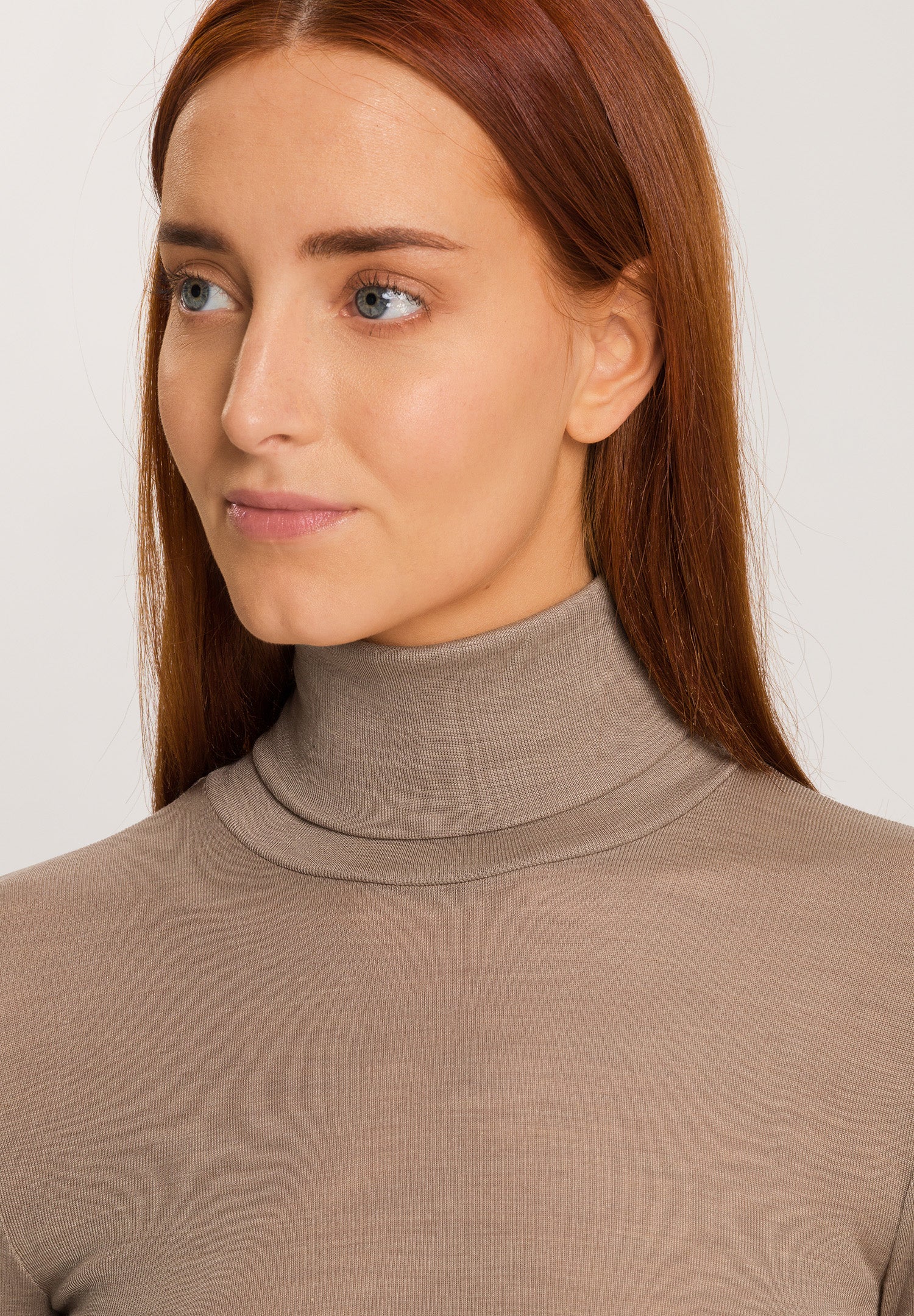 71423 Woolen Silk W Turtleneck Shirt - 2847 Taupe