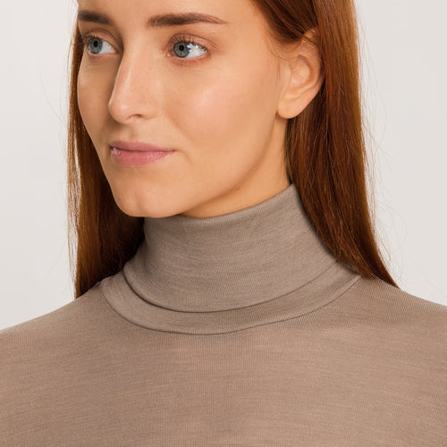 71423 Woolen Silk W Turtleneck Shirt - 2847 Taupe