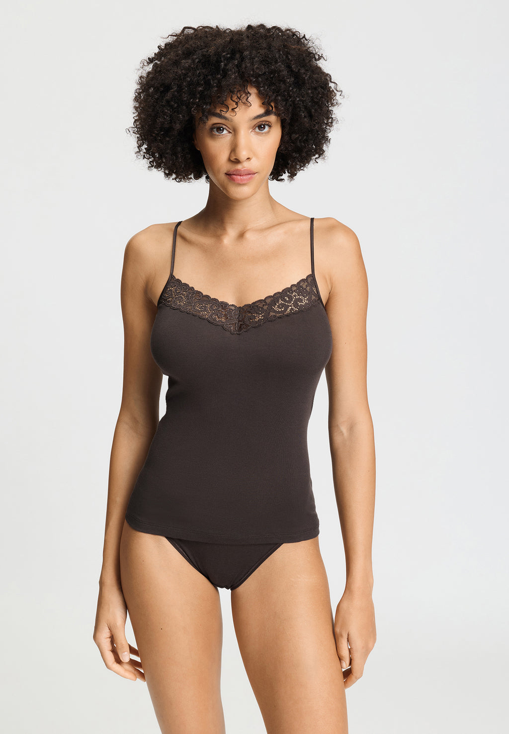 Moments V-Neck Cotton Camisole | Dark Mocha 71485-2185