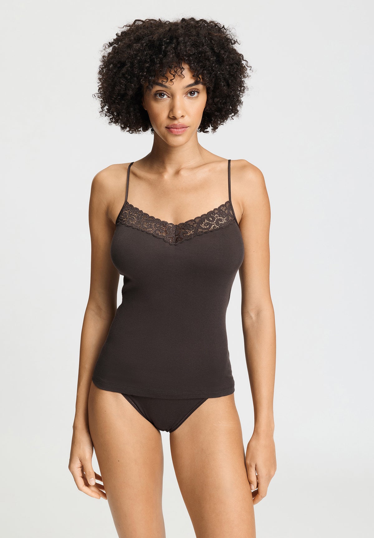 Moments V-Neck Cotton Camisole | Dark Mocha 71485-2185