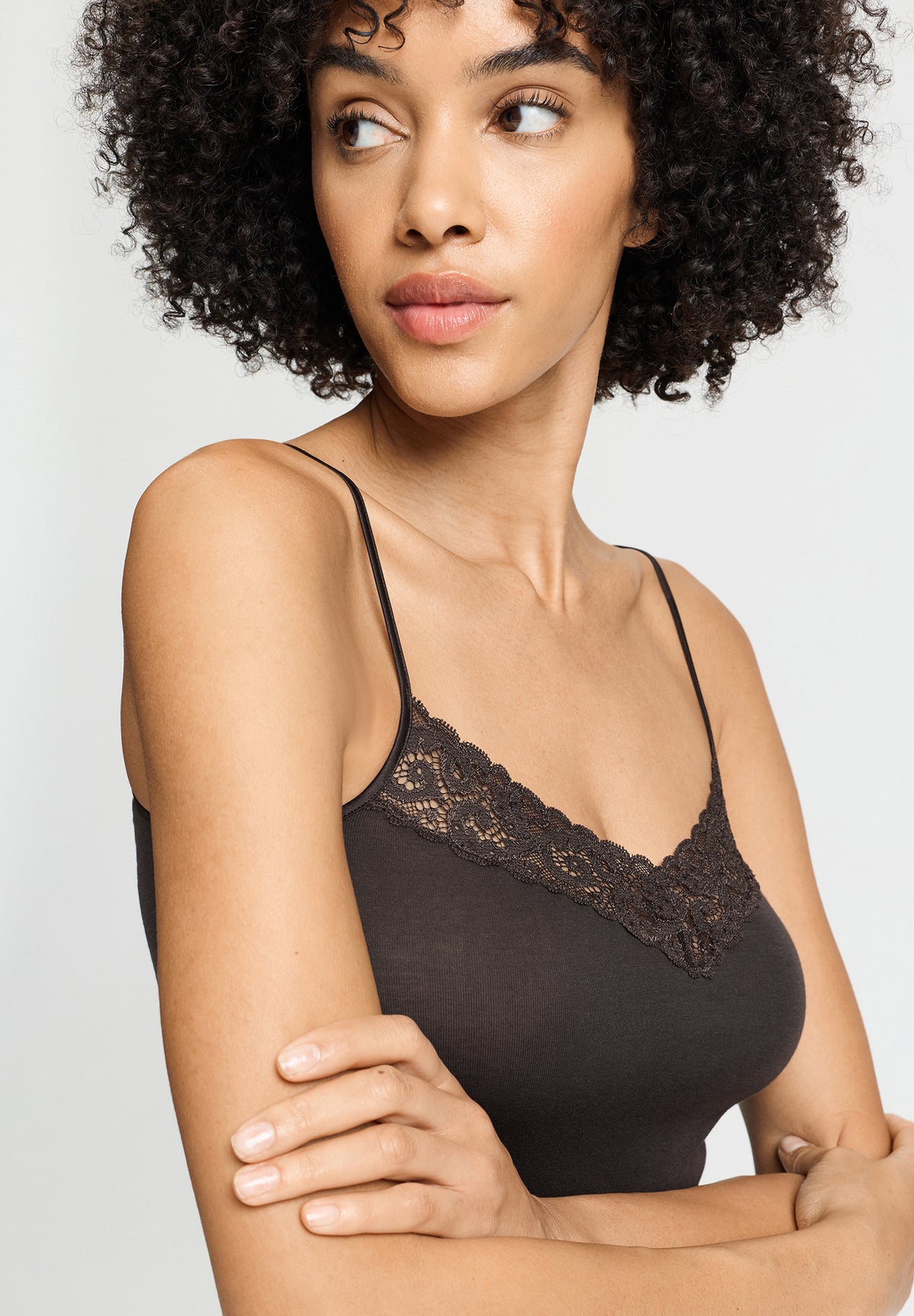 Moments V-Neck Cotton Camisole | Dark Mocha 71485-2185