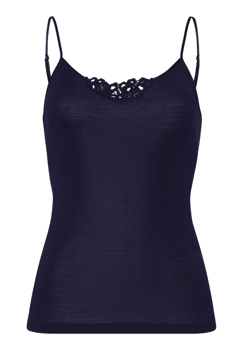 Woolen Silk W Spaghetti Cami With Embroidery | Night Blue 71521-2624