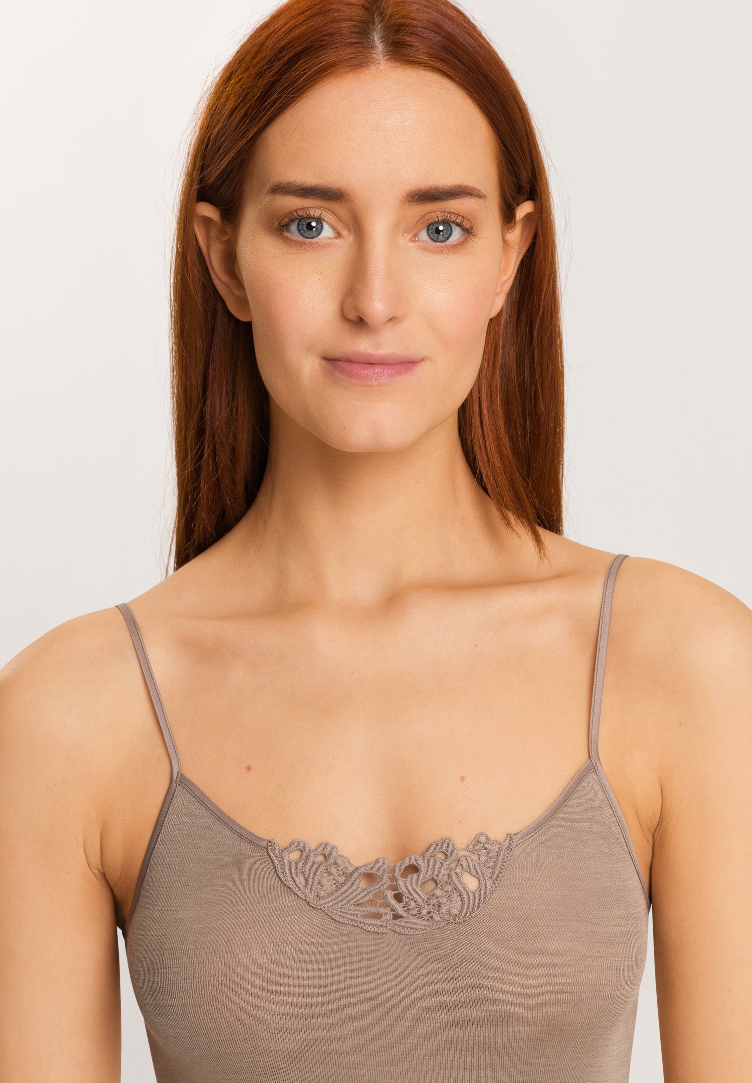 71521 Woolen Silk W Spaghetti Cami With Embroidery - 2847 Taupe