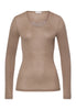 71522 Woolen Silk W Long Sleeve Shirt With Embroidery - 2847 Taupe