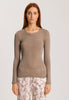 71522 Woolen Silk W Long Sleeve Shirt With Embroidery - 2847 Taupe