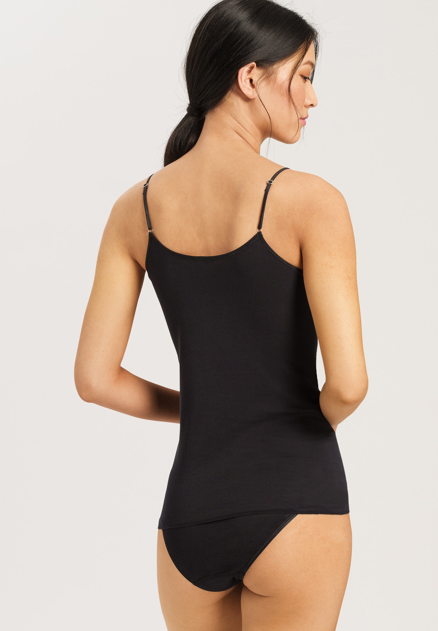 71600 Cotton Seamless Spaghetti Camisole - 019 Black