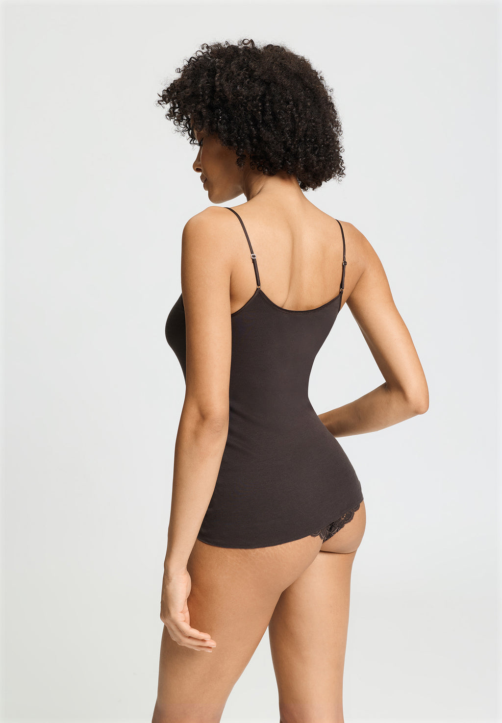 Cotton Seamless V-Neck Cotton Camisole | Dark Mocha 71601-2185