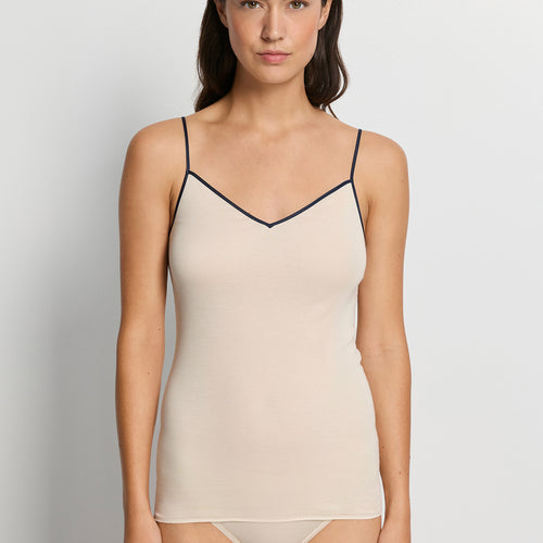 Cotton Seamless V-Neck Cotton Camisole | Summer Sand 71601-3084