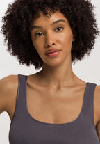 Cotton Seamless Round Neck Cotton Tank Top | Black Pearl 71604-2183