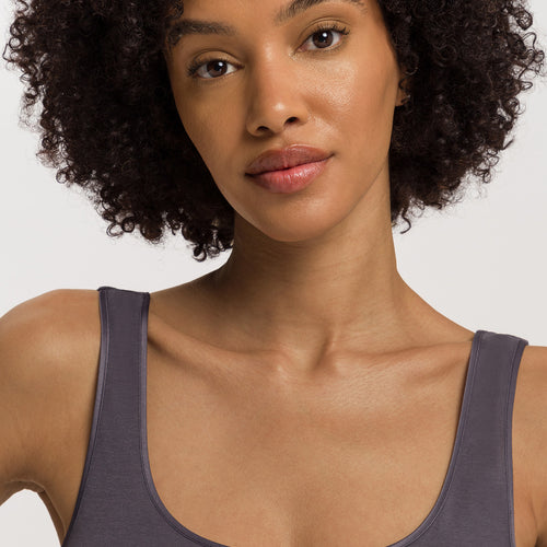 Cotton Seamless Round Neck Cotton Tank Top | Black Pearl 71604-2183