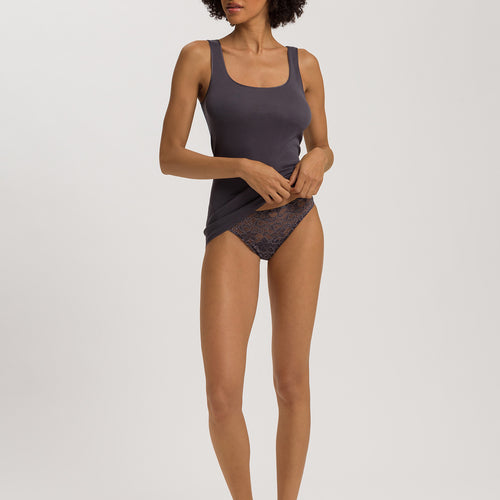 Cotton Seamless Round Neck Cotton Tank Top | Black Pearl 71604-2183