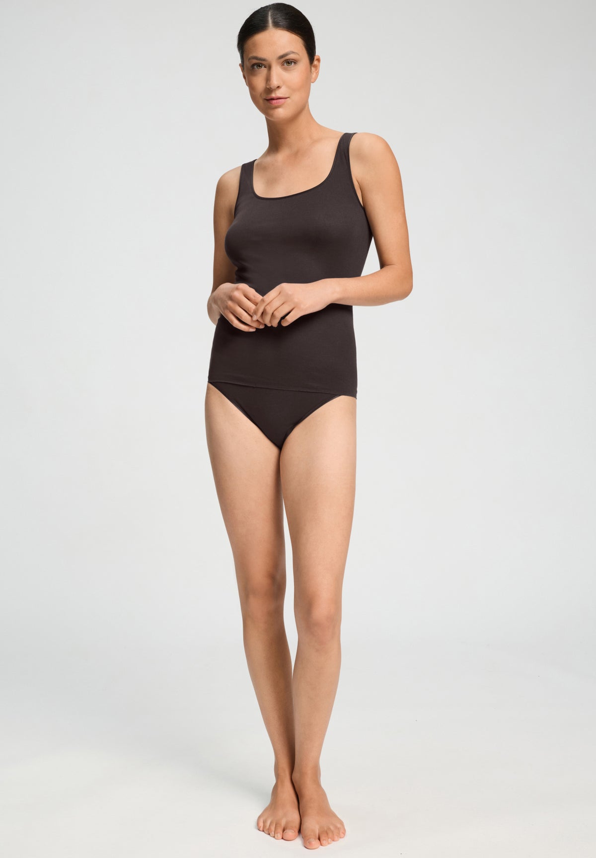 Cotton Seamless Round Neck Cotton Tank Top | Dark Mocha 71604-2185