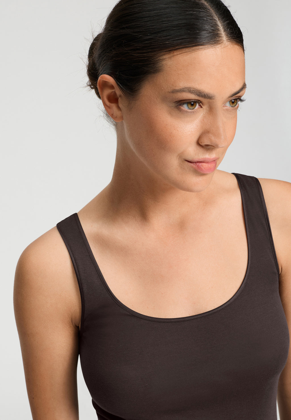 Cotton Seamless Round Neck Cotton Tank Top | Dark Mocha 71604-2185