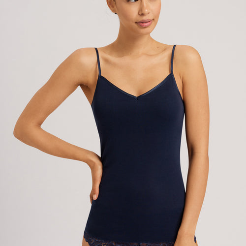 71605 Cotton Seamless Spaghetti Cami Padded - 1610 Deep Navy