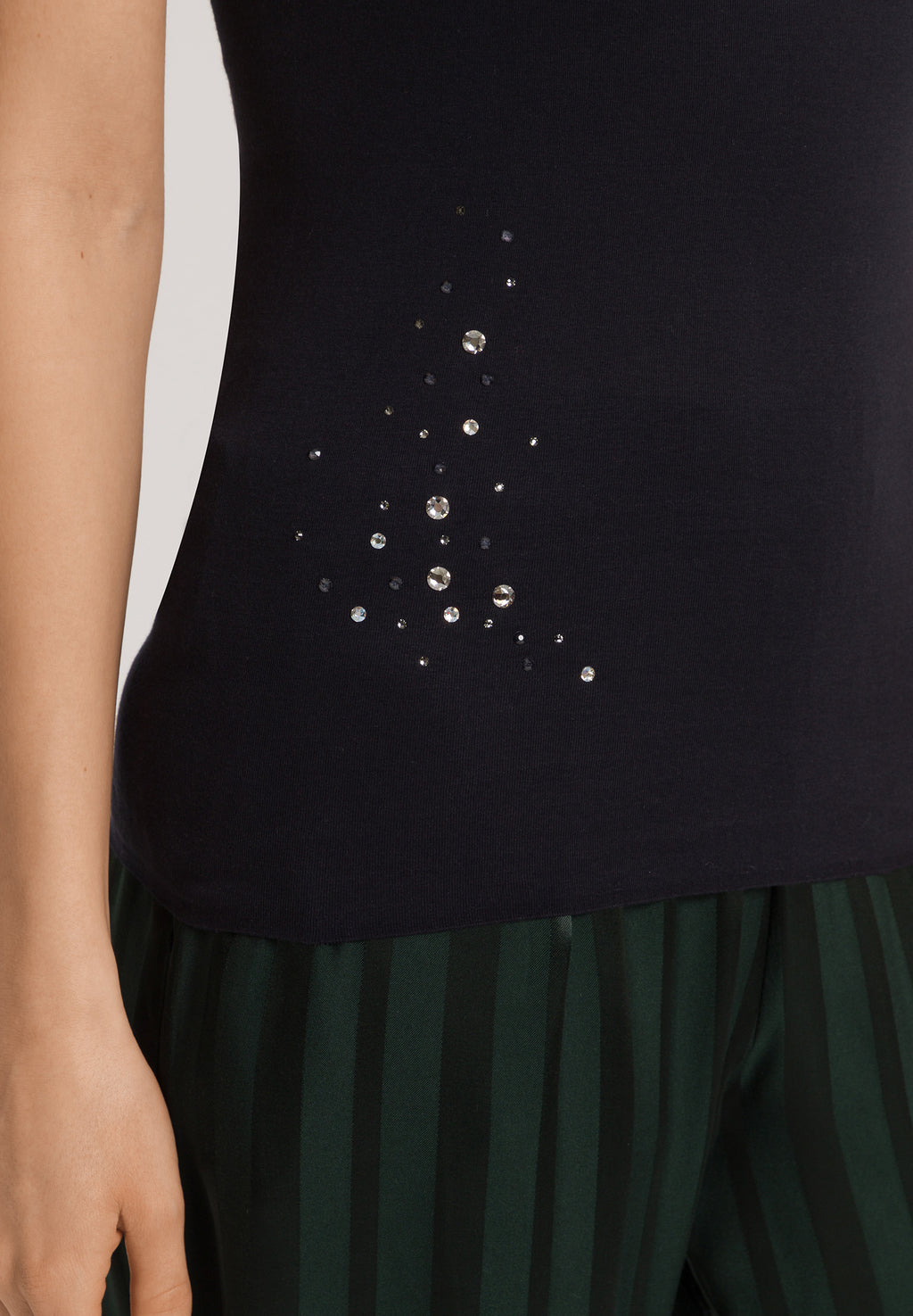 Cotton Seamless Swarovski Crystal Cotton Camisole | Black 71618-019