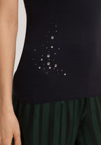 Cotton Seamless Swarovski Crystal Cotton Camisole | Black 71618-019
