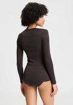 Cotton Seamless Cotton Knit Top | Dark Mocha 71620-2185