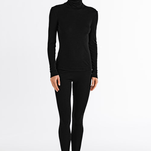 71659 Silk/Cashmere Turtleneck Shirt - 019 Black