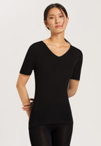 71718 Pure Silk Short Slv Shirt - 019 Black