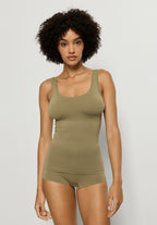 Touch Feeling Round Neck Tank Top | Covert Green 71814-2727