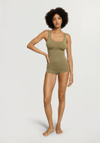 Touch Feeling Round Neck Tank Top | Covert Green 71814-2727