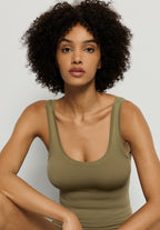 Touch Feeling Round Neck Tank Top | Covert Green 71814-2727