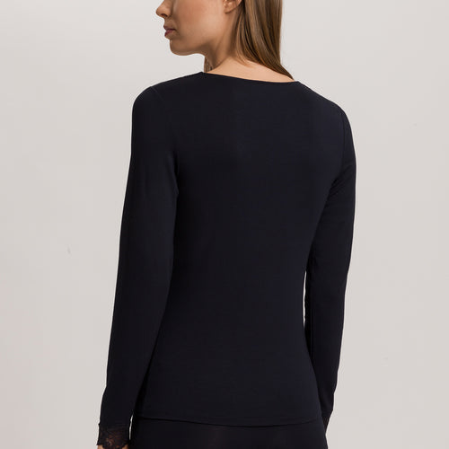 Dana Tencel™ V-Neck Top With Lace Trim | Black 71841-019