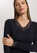 Dana Tencel™ V-Neck Top With Lace Trim | Black 71841-019