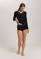 Dana Tencel™ V-Neck Top With Lace Trim | Black 71841-019