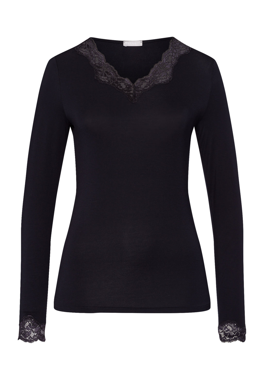Dana Tencel™ V-Neck Top With Lace Trim | Black 71841-019