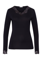Dana Tencel™ V-Neck Top With Lace Trim | Black 71841-019