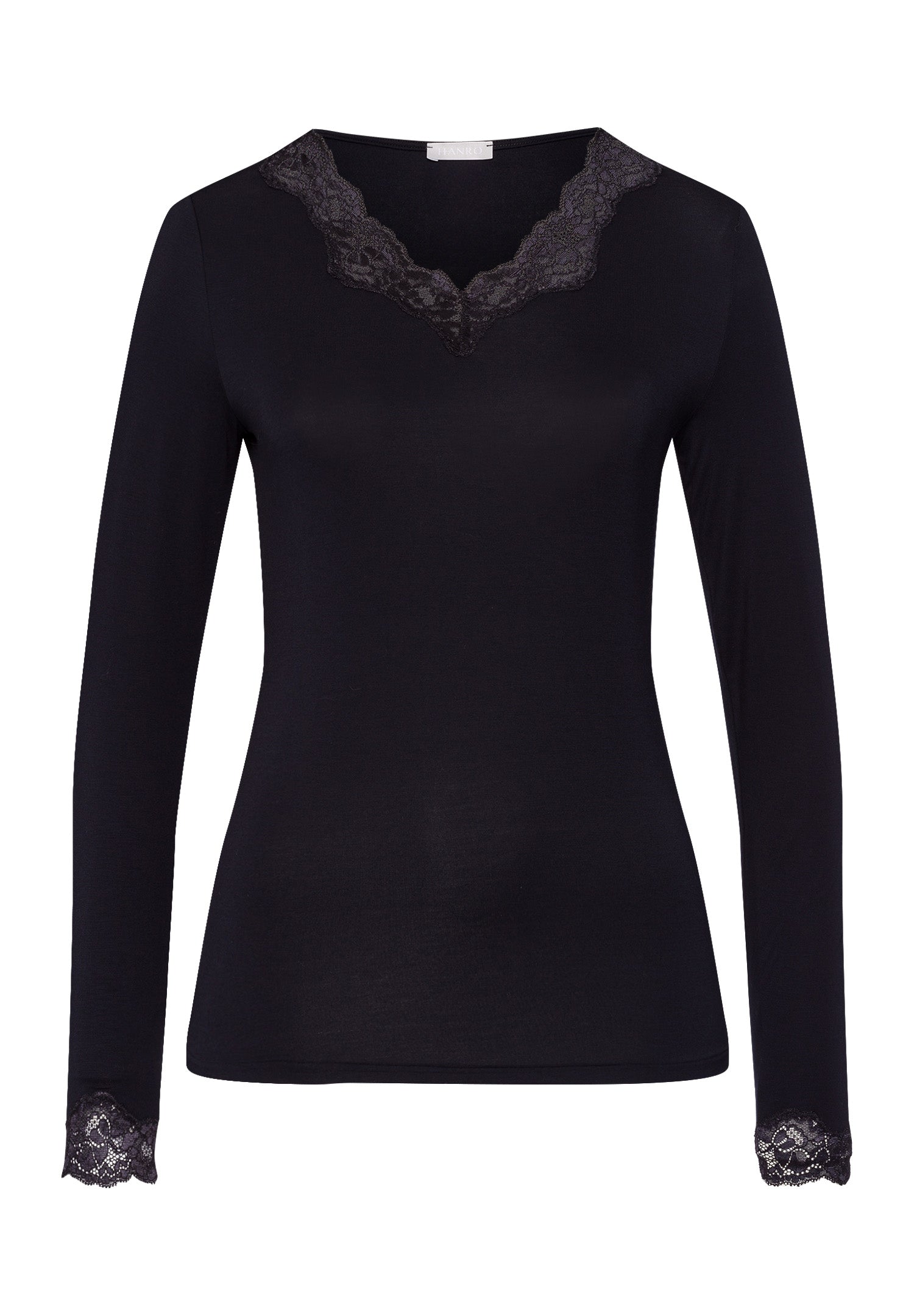Dana Tencel™ V-Neck Top With Lace Trim | Black 71841-019