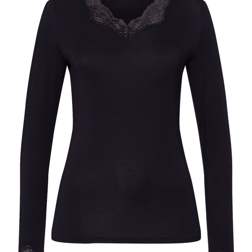 Dana Tencel™ V-Neck Top With Lace Trim | Black 71841-019