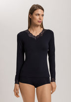 Dana Tencel™ V-Neck Top With Lace Trim | Black 71841-019