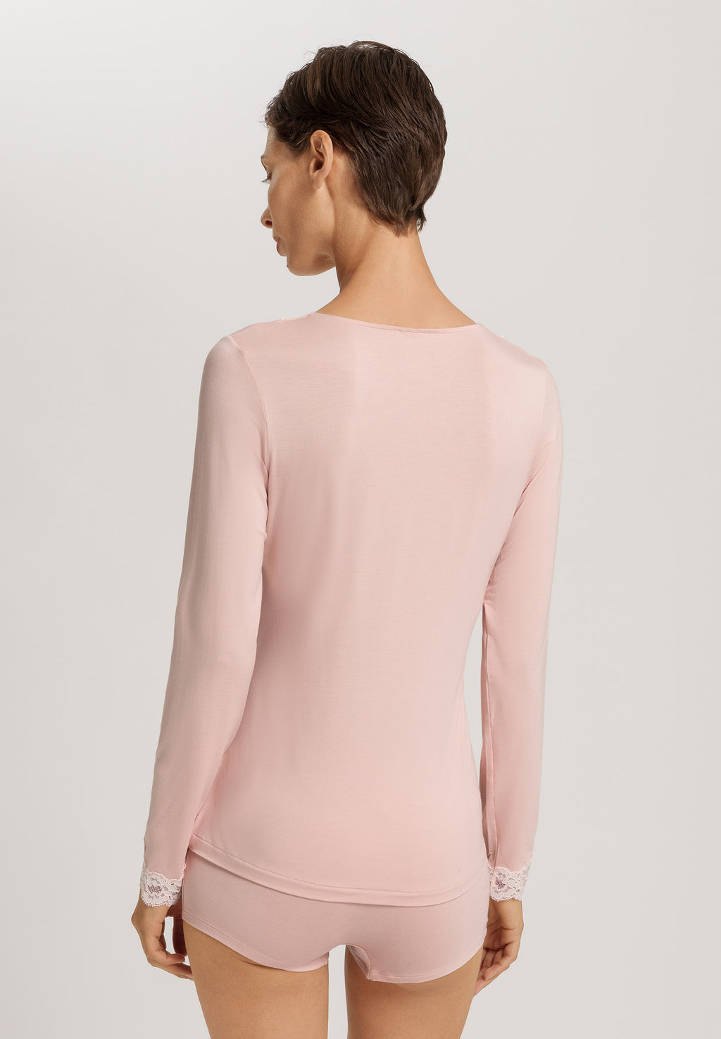 Dana Tencel™ V-Neck Top With Lace Trim | Blush 71841-1359