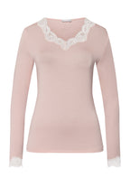 Dana Tencel™ V-Neck Top With Lace Trim | Blush 71841-1359
