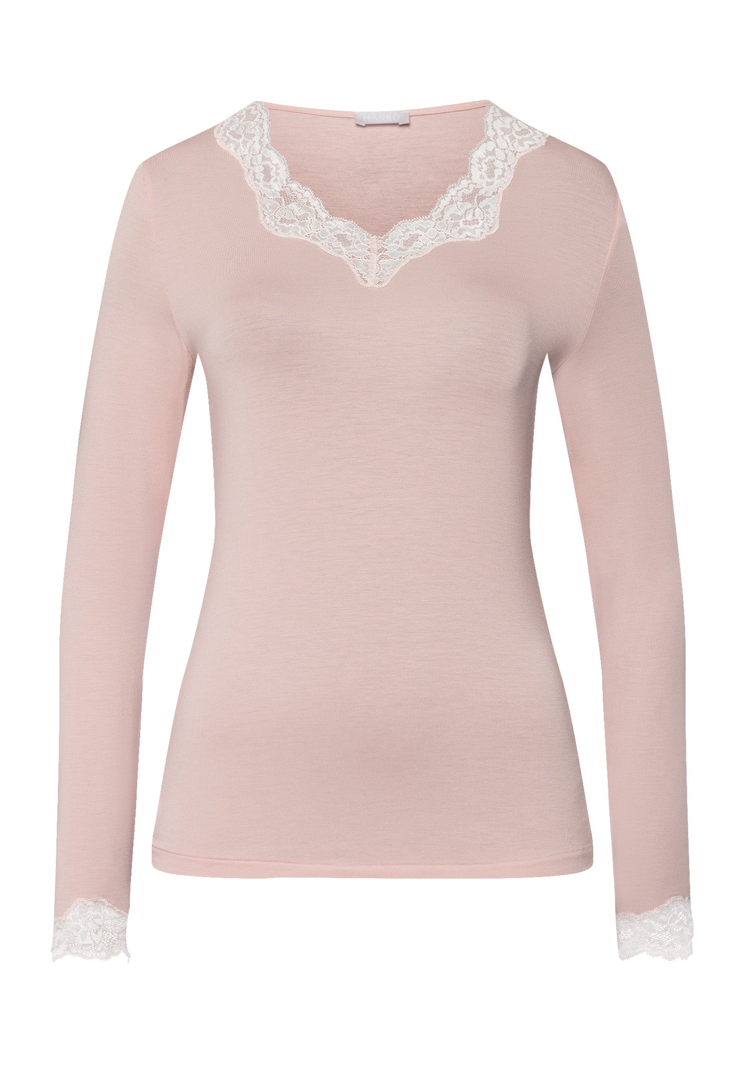 Dana Tencel™ V-Neck Top With Lace Trim | Blush 71841-1359